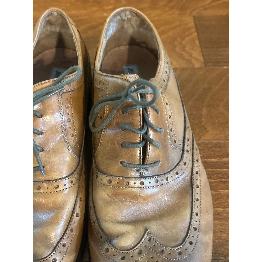 Johnston & Murphy Mens Tan Leather Wingtip Brogue Flex System Oxford Shoes 12 W